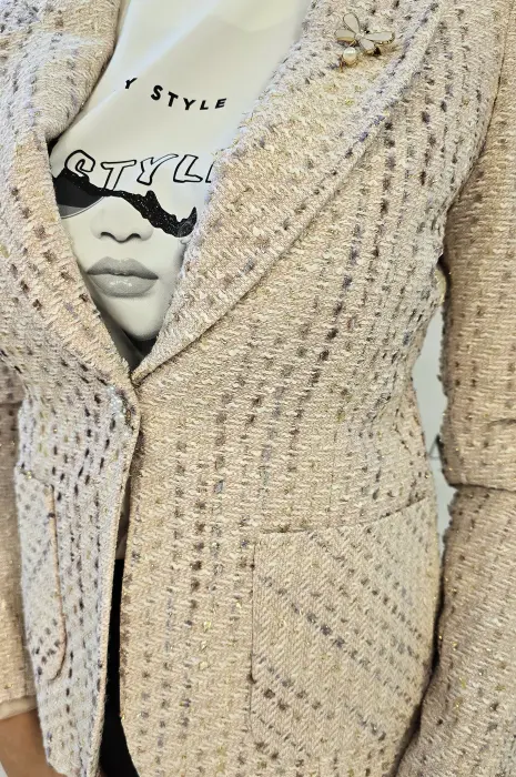 Сако меланж в розово с ламе - 108 - Сако меланж в розово с ламе - 108