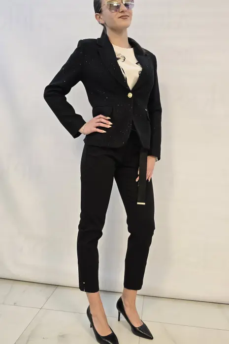 Черно сако с пайети - 633 - Черно сако с пайети - 633