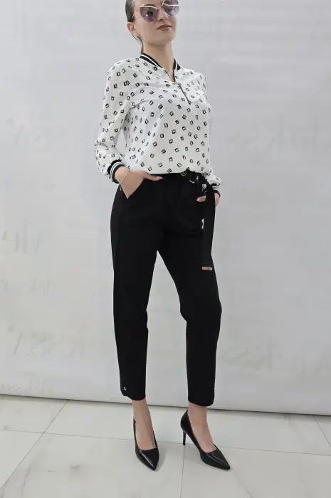 Бяла блуза с цип - 587 - Бяла блуза с цип - 587