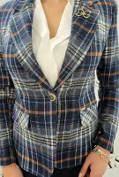 Каре сако в синьо и оранжево - Каре сако в синьо и оранжево