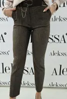 Елегантен кафяв панталон меланж - Елегантен кафяв панталон меланж