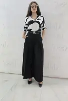 Черен панталон с широк крачол - Черен панталон с широк крачол